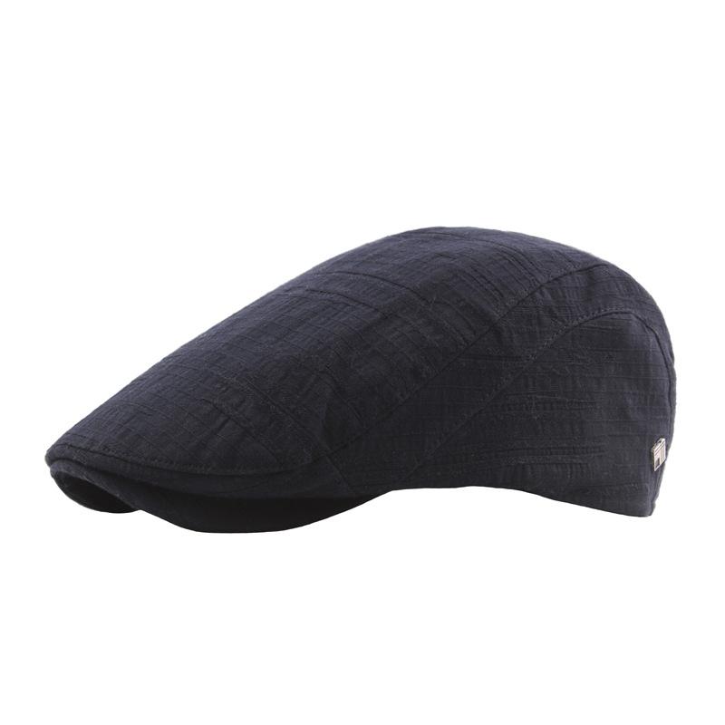 Herbst Einfarbig Herren Plissiert Gestreift Baumwolle Polyester Vorwärtskappe Jugend Britischer Stil Kappe Damen Kurze Krempe Baskenmütze