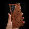 Echtes Straußenleder Case für Samsung Galaxy S23 FE S24 Ultra S22Plus S21FE S20 S23 Rindsleder Rückabdeckung Hülle Schale