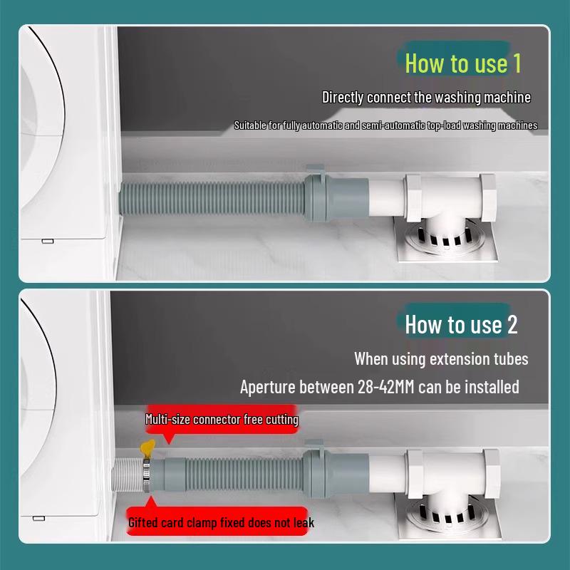Shouli Odor-Proof Flexible Washing Machine Drain Hose Extension - Non-Clogging Quick Drainage Drum Tube