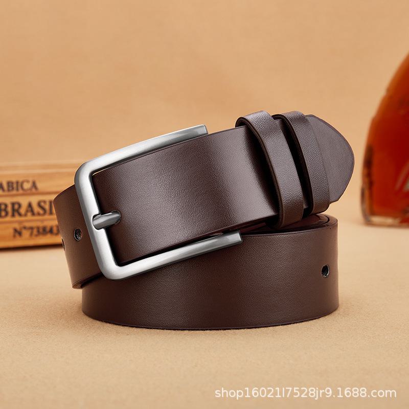 Men's High-end Leather Belt with Pin Buckle for Casual Wear, Trendy and Versatile for Young Men and Students - Korean Style