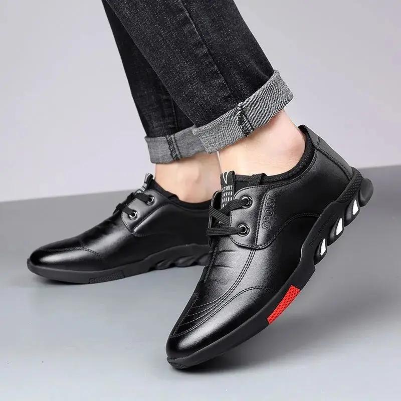 Fashion Casual Men Leather Shoes Spring Autumn Walking Breahtable Sneakers Man Luxury Brand Formal Footwear Lace-up Zapatos De Hombre