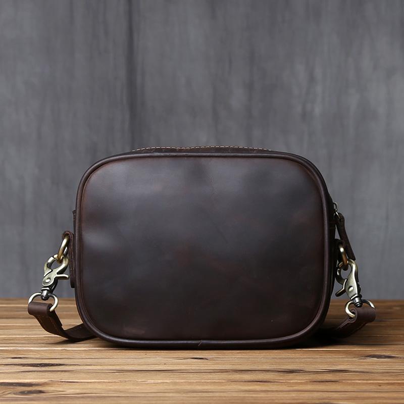 

NZPJ Vintage Genuine Leather Men s Shoulder Bag Natural Cowhide Crossbody Bag Casual Trend Men s Bag Crazy Horse Phone Bag темно-коричневого кольору