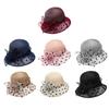 Summer Fisherman Hat For Elder Outdoor Bucket Hat With Yarn Dot Flower Decors