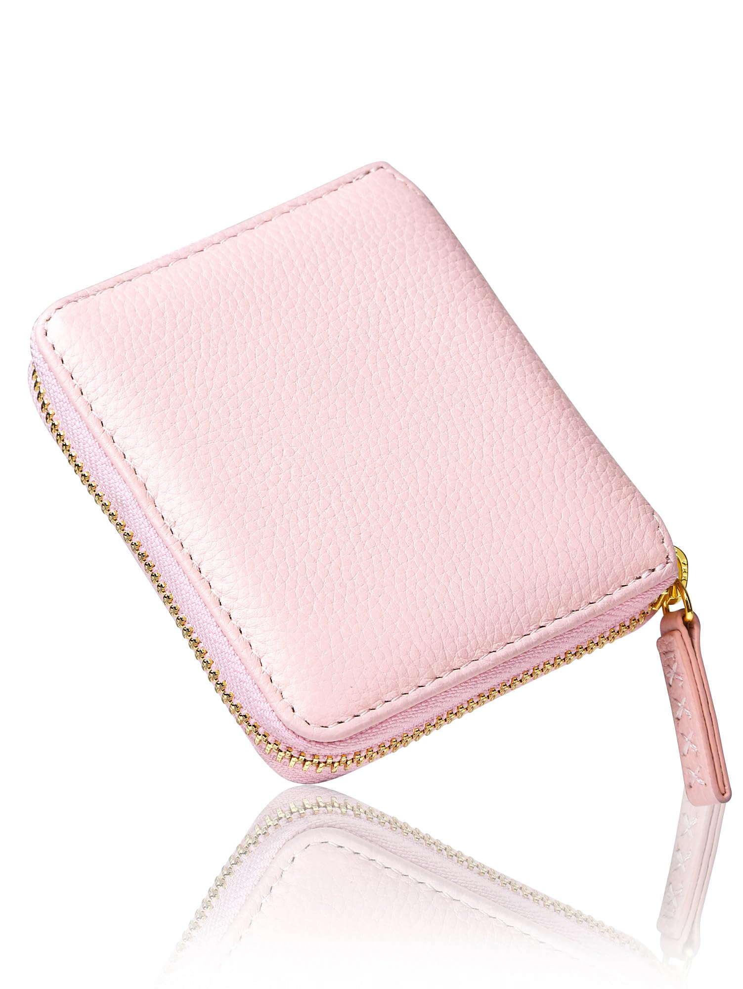 

Bifold Wallet Mini Wallet Compact Round Zipper Genuine Leather [Mura] Women s (Pink)