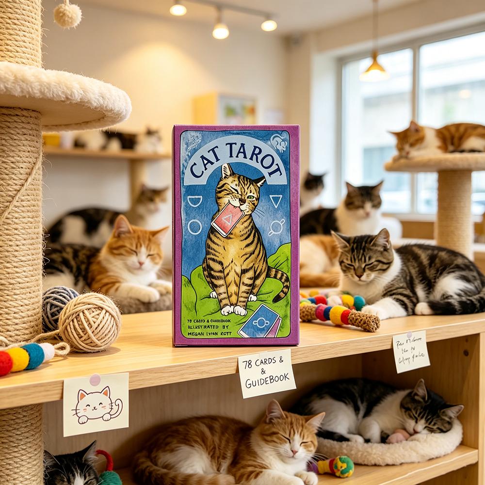Cat Tarot Cards 78 Cute Cat Design Tarot Cards English Version Spiritual Divination Board Games for Tarot Readers & Cat Lovers