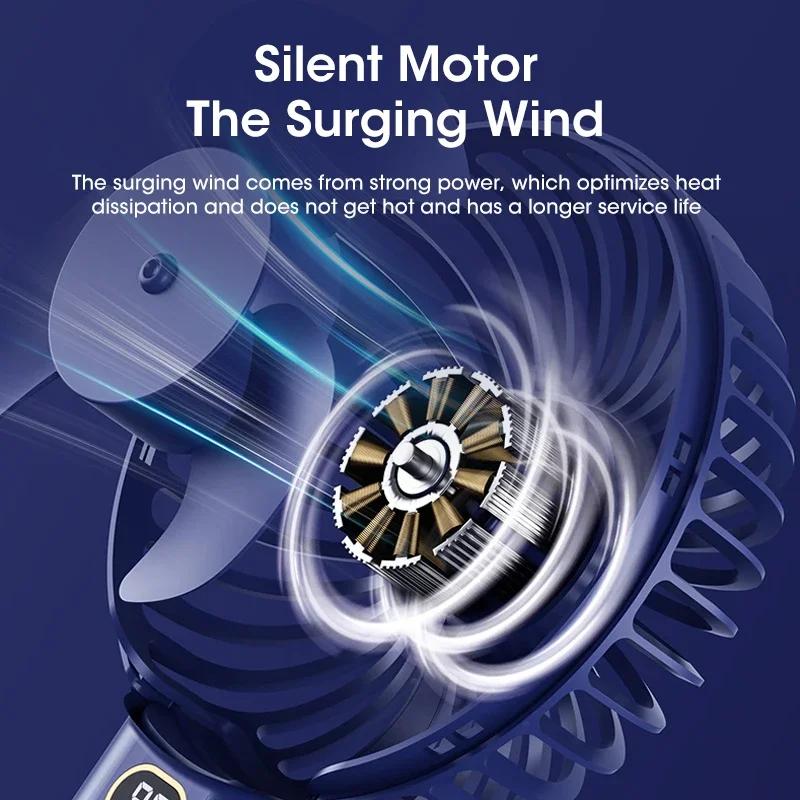 2025 3000mAh Rechargeable Mini USB Fan Portable Desktop Handheld Pocket Fan with LED Display for Office