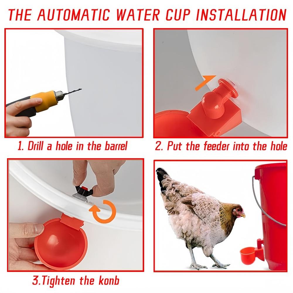 2-10PCS Chicken Drinking Bowl Plastic Automatic Filling Quail Poultry Water Dispenser Duck and Pigeon Free Range Chicken Waterer