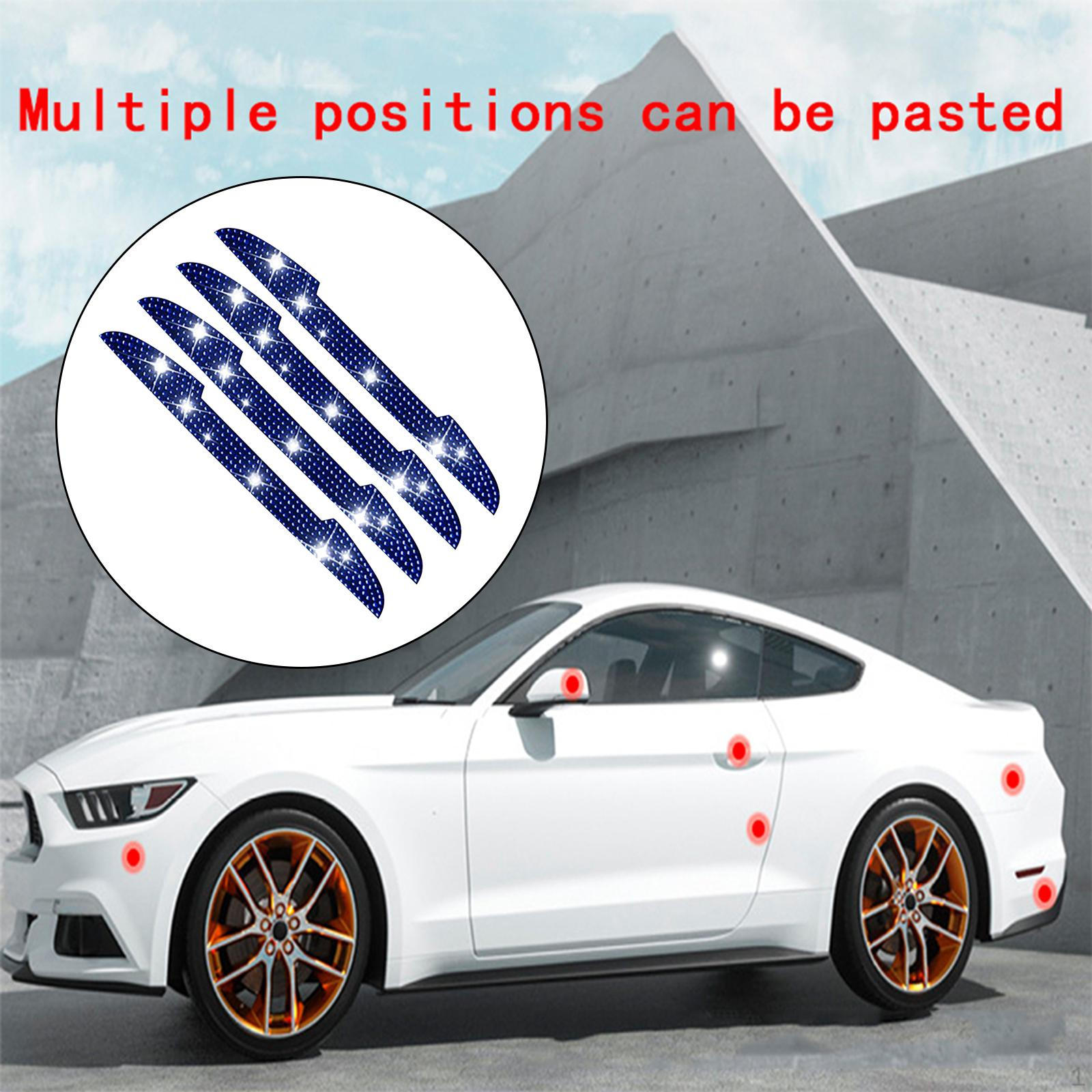 

4 Pieces Rhinestones Car Door Side Edge Protection Guards, Anti Scratch Universal Collision Blue