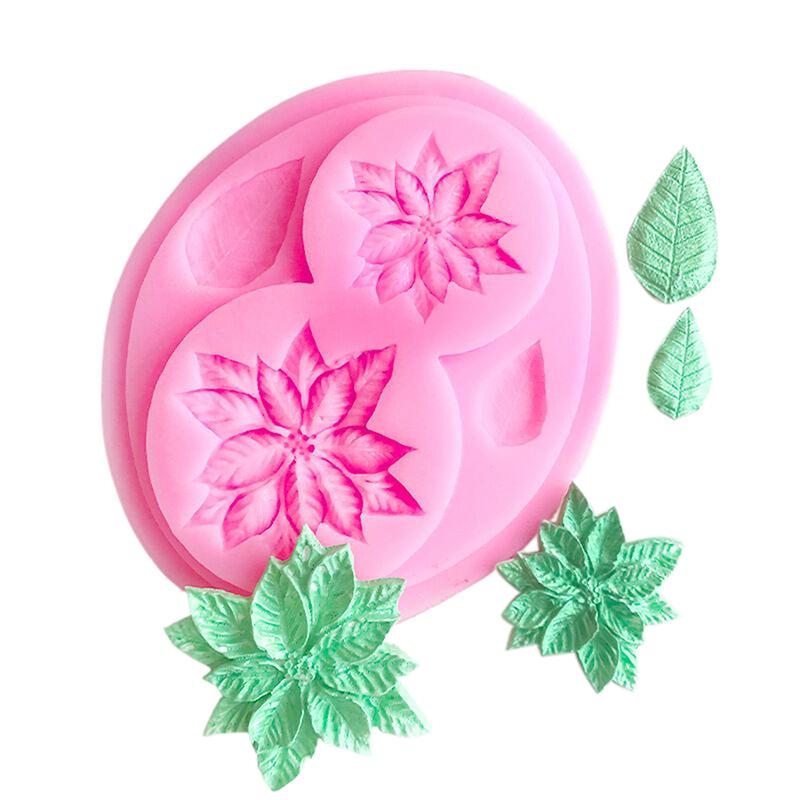 

Poinsettia Christmas Flower Silicone Sugarcraft Mold Candle Soap Resin Tools Cupcake Fondant Cake Decorating Baking Mould