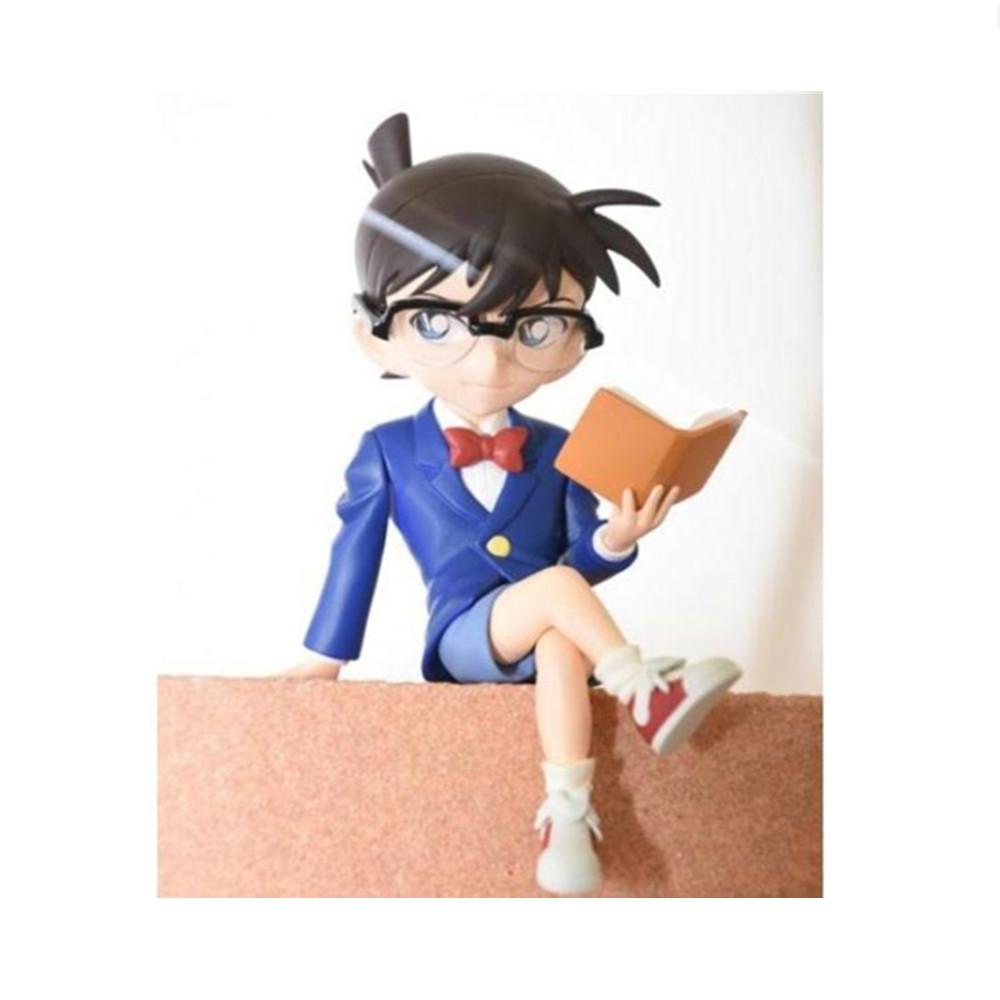 1 Pc Anime Detective Conan Action Figures Cute Sitting Posture Reading Book Detective Phone PVC Model Collection Kid Gift Toy