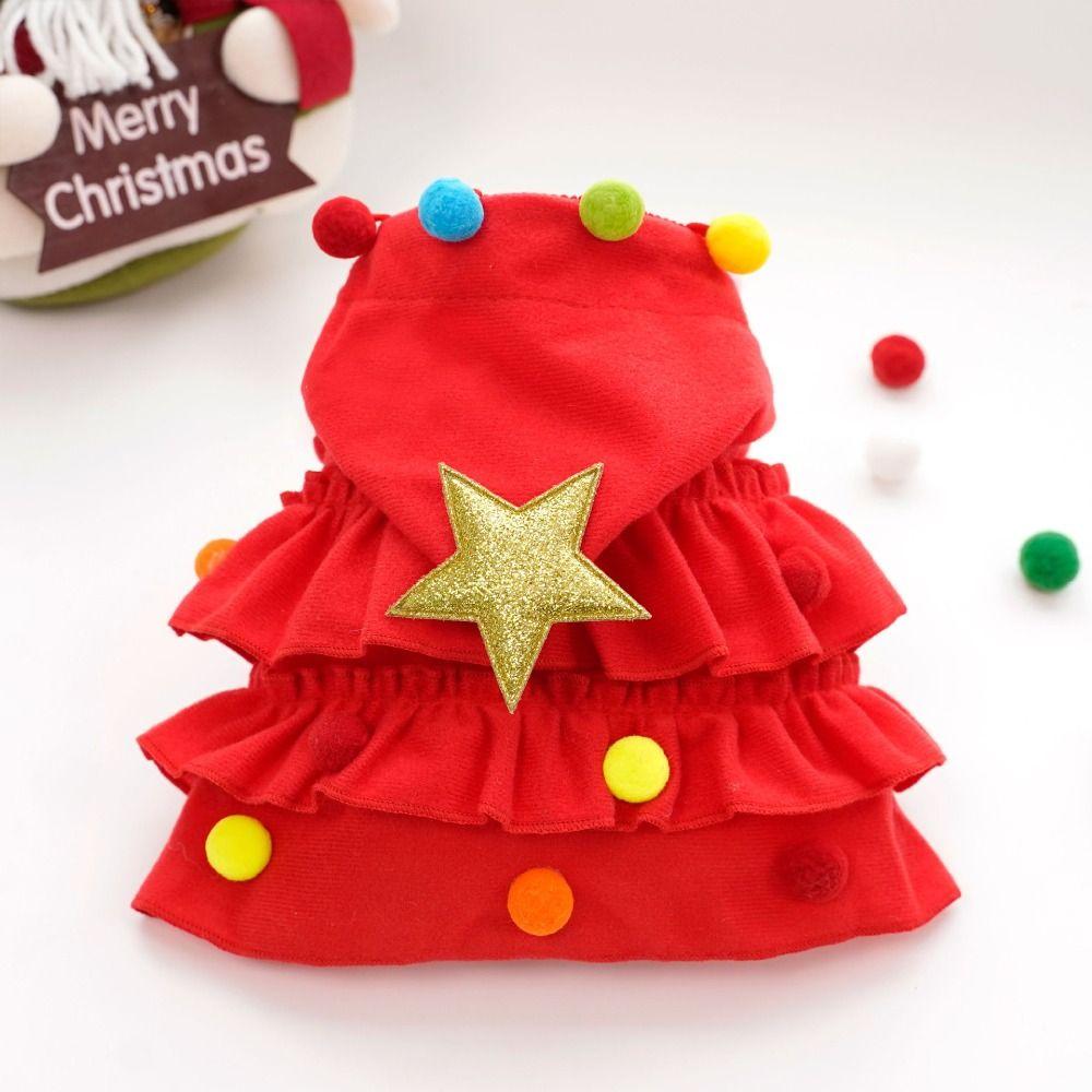 Colorful Christmas Dog Cloak Santa Tree Costume Pet Dress up Clothes Trendy Pet Cape