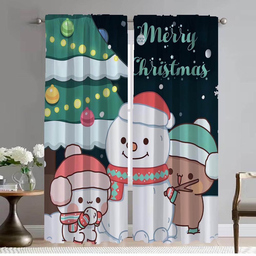 BUBU DUDU Kitchen Curtains for Living Room Anti-mosquito Curtains 2 Pieces Shades Window Curtain Halloween Decoration Partition