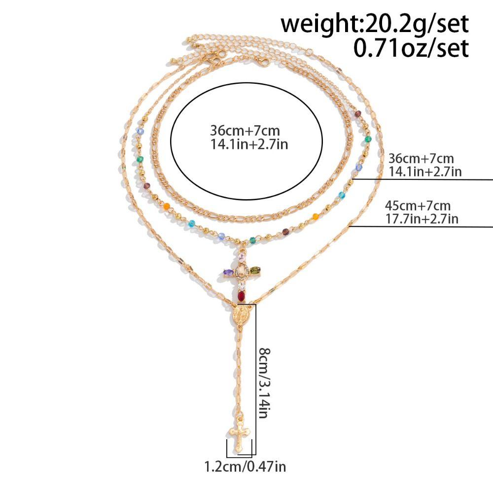 Layered Style Colorful Crystal Necklace Colorful Crystals Ins Style Necklace  Trendy Style