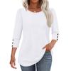 Women's Fashion Casual Solid Color Round Neck Seven-quarter Sleeve T-shirt Top