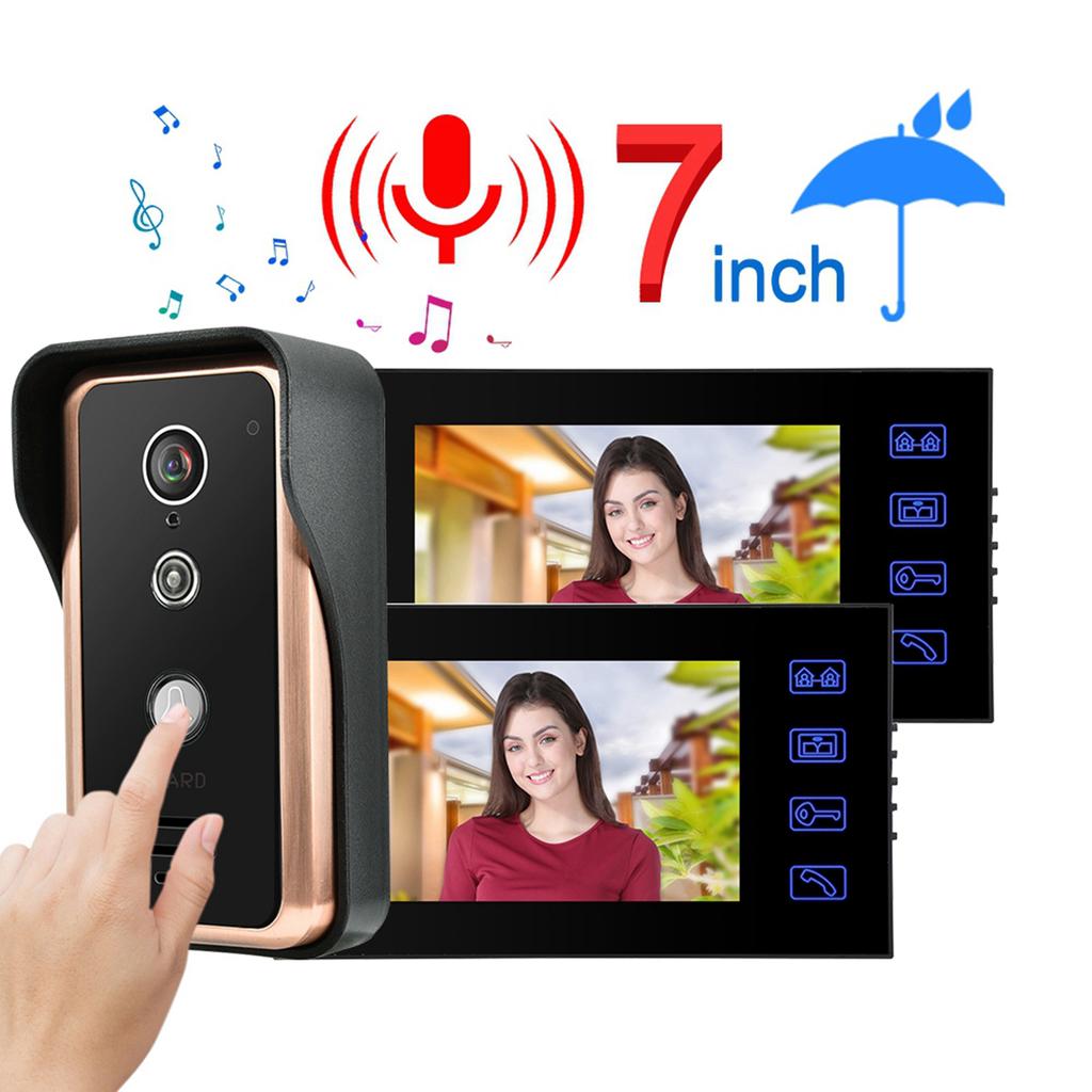 2 Monitor RFID IR Camera 7in Wired Video Intercom with Electric Control Lock