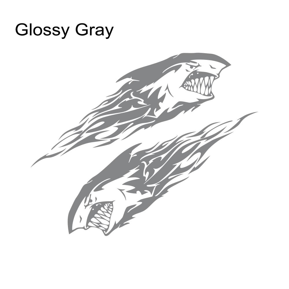 2PCS Fierce Shark Car Door Side Skirt Stickers Self-Adhesive Waterproof Shark Flame Pattern Vinyl Decals Auto Decor Accessories