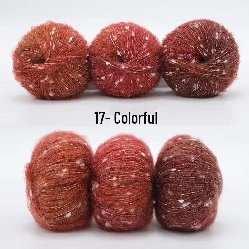 Gradient Rainbow Candy Mohair Yarn Ball: Snowflake Dot, Soft Silk Blend