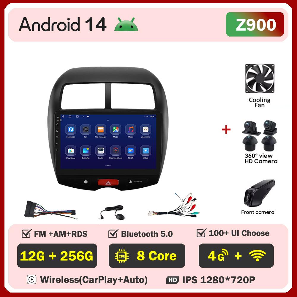 Android 14 For Mitsubishi ASX 1 2010-2018 Car Radio Player Car Intelligent Systems Touch Screen GPS Navigation Mirror Link Wifi