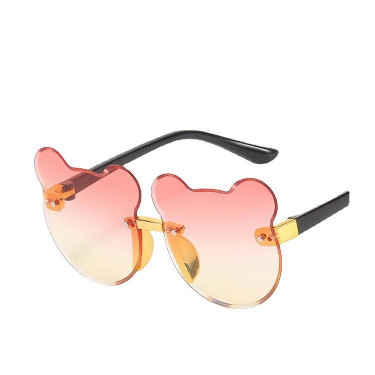 Girls Boys Cute Bear Animal Cartoon UV400 Rimless Sunglasses Children Retro Round Sunglasses Outdoor Baby Shade Glasses Eyewear