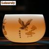 120ml Iced Sheep Fat Jade Porcelain Tea Cup Gold Pattern Master Cup Meditation Cup Puer Tea Bowl Portable Kung Fu Teaware Gifts