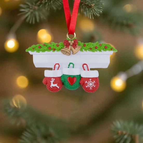 Christmas Pendant Bright Red Green Gloves Shape Festive Color Hanging Ornament Holiday Wall Decoration Gift