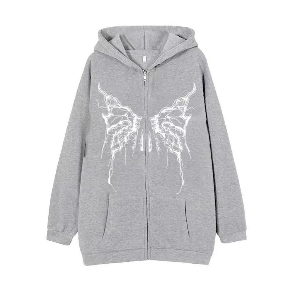 Hot Sale Of The Season Personalized Butterfly Print Zipper Hoodie Unisex Loose Outerwear Trendy Sweatshirt for Autumn Couples Co