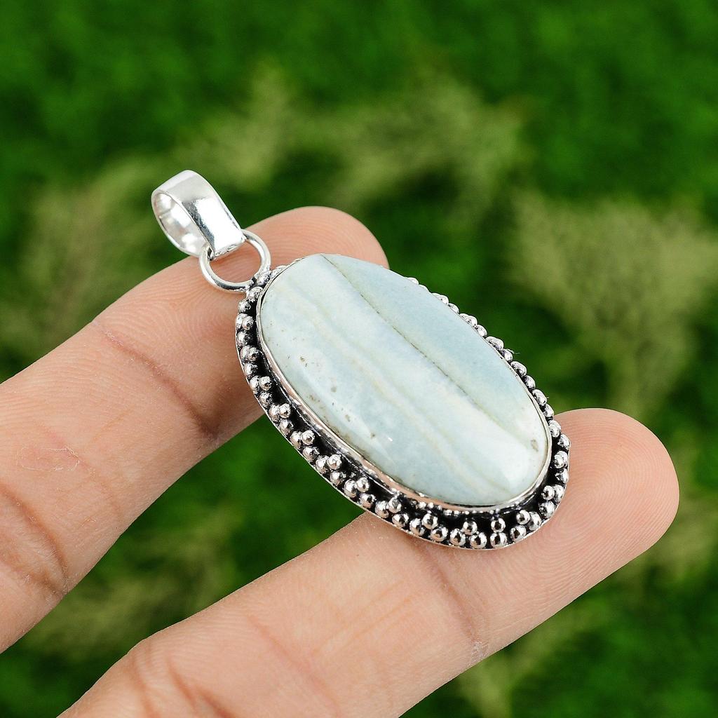 Daughters Day Sale Blue Rhodochrosite Stone Pendant Jewelry 925 Sterling Silver
