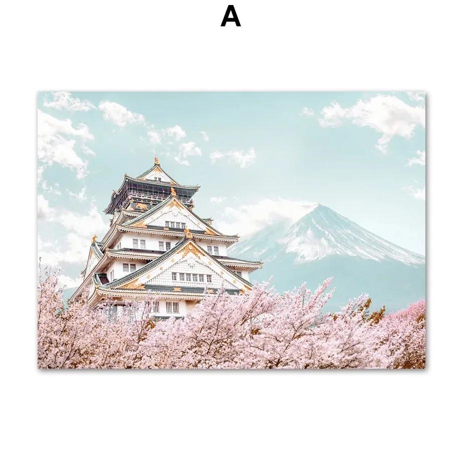 Mount Fuji Sakura Umbrella Japanese Girl Canvas Painting Wall Art Nordic Posters And Prints Pictures For Living Room Decor