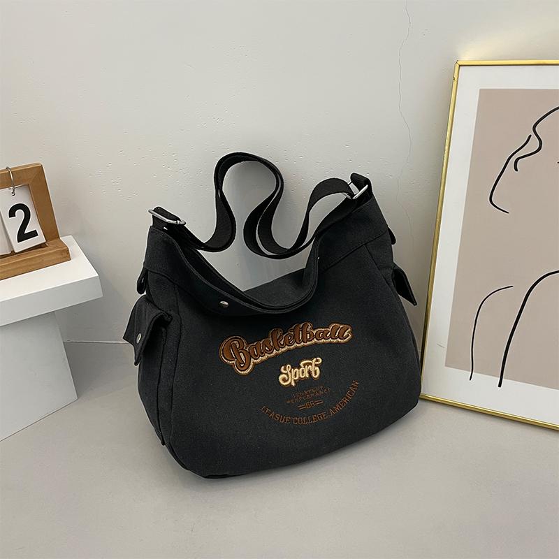 Monochromatic large capacity crossbody bag for women printed letter canvas simple fashionable