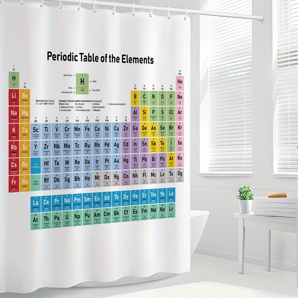 

Colorful Periodic Table Of Elements Cartoon Bath Curtain - Polyester Fabric With Grommet Hooks, All-Season Bathroom Decor W60H190(CM)-1 Pcs