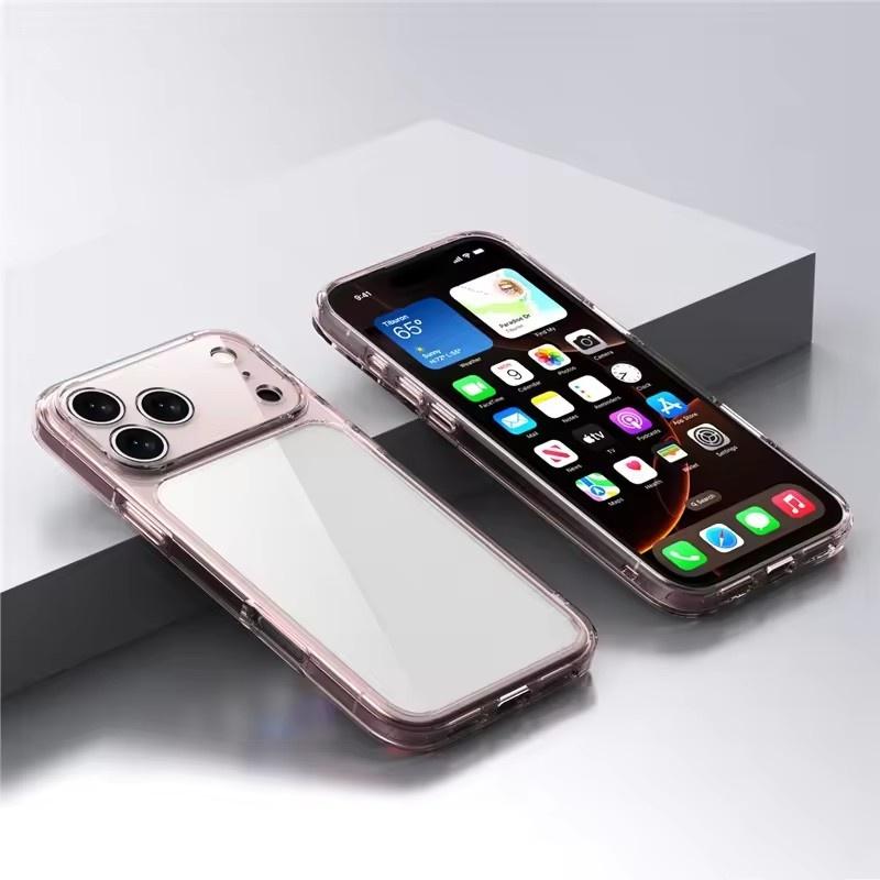 Luxusný Priehľadný Nárazuvzdorný Kryt pre iPhone 17Air 17 17Pro 17Pro Max Priehľadný Hybridný TPU+PC Ochranný Tvrdý Zadný Kryt