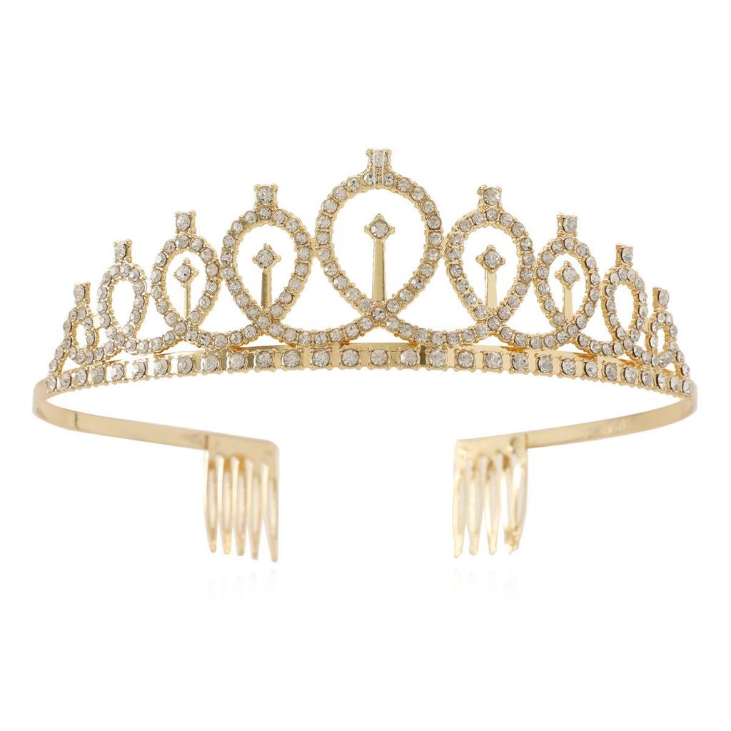 Gold Princess Wedding & Party Crown Headdress Hair Accessory