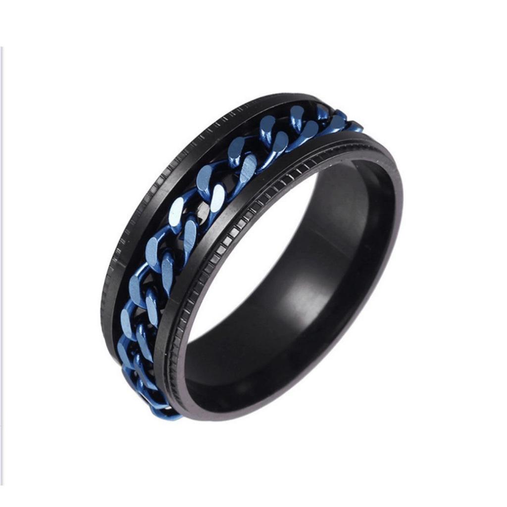 Men's Stainless Steel Titanium Embossed Chain Rotatable Ring Bottle Opener Jewelry