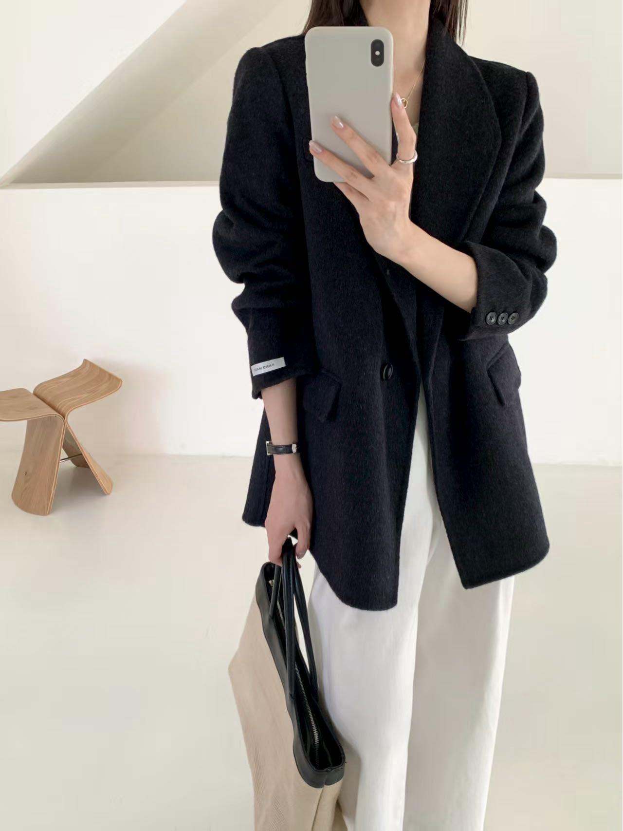 

Пальто из шерсти двустороннее в корейском стиле - Маленький размер, Универсальный осенне-зимний дизайн Medium