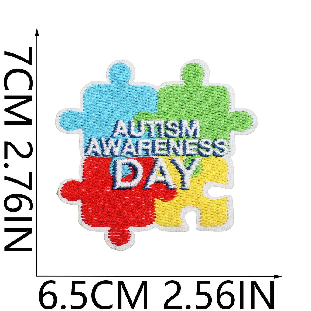 Färg pussel broderi tyg klistermärke liten dinosaurie dator broderi etikett tecknad sköldpadda autism kampanj patch klistermärke strykning