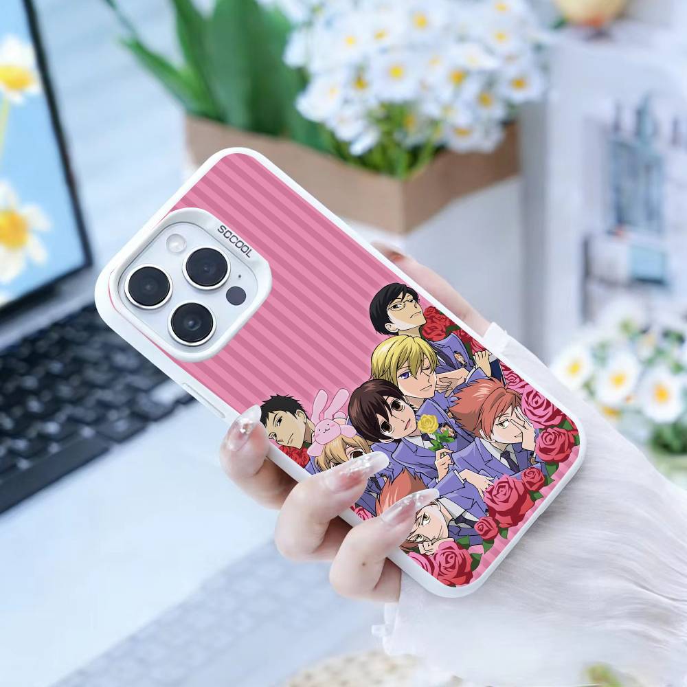 Ouran High School Host Club Coque de téléphone pour iPhone 16,15,14,13,12,17,Pro,MAX blanc Mate antichoc