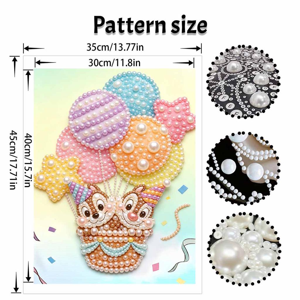 Disney 5D DIY Pearl Painting Kit, Chipmunk Hot Air Balloon Home Bedroom Wall Decor Crafts Handmade Gift