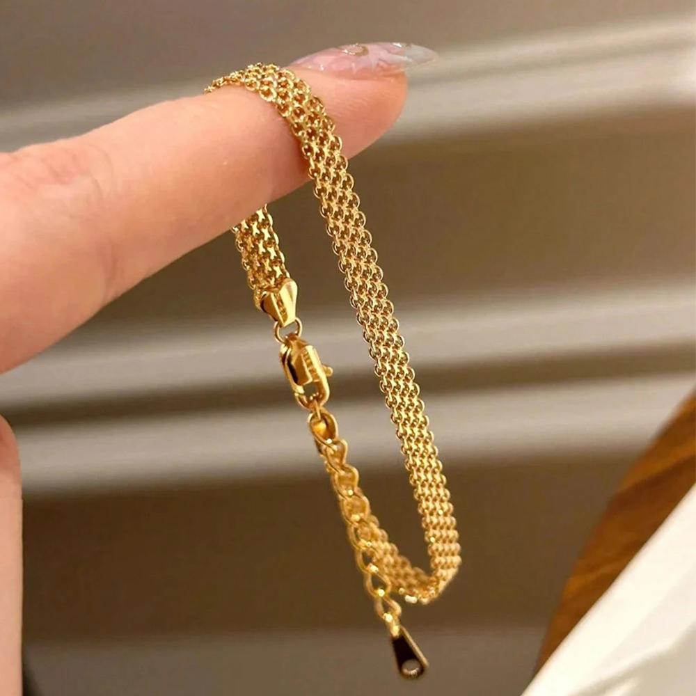 

Delicate Mesh Chain Adjustable Bracelet Minimalist Style Gold / Silver Color Office & Casual Gatherings Bracelet For Women
