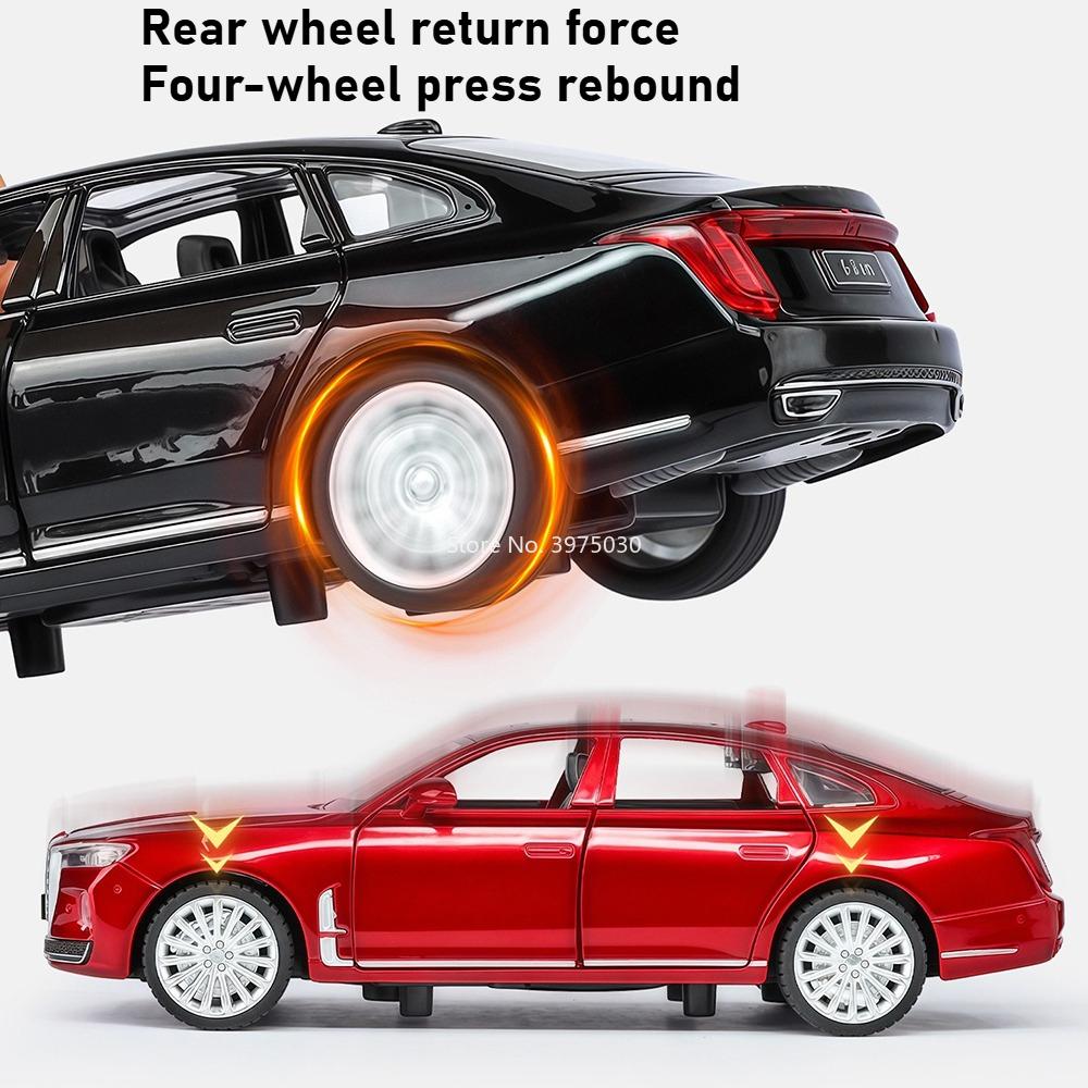 1:32 HONGQI H9 Leading Ideal L9 Toy Models Cars Alloy Light Sound Miniature Vehicles 6 Doors Opened Car Boys Educational Toys