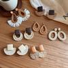 Holz Rattan Geflecht Ohrringe Blume Strand Schmuck Elegante Geometrische Ohrringe Party