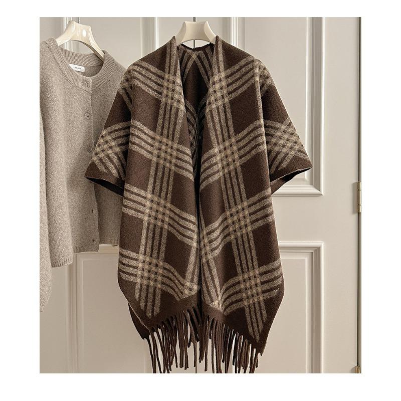 Vintage British Style Fringe Scarf For Women Winter Warm Shawl