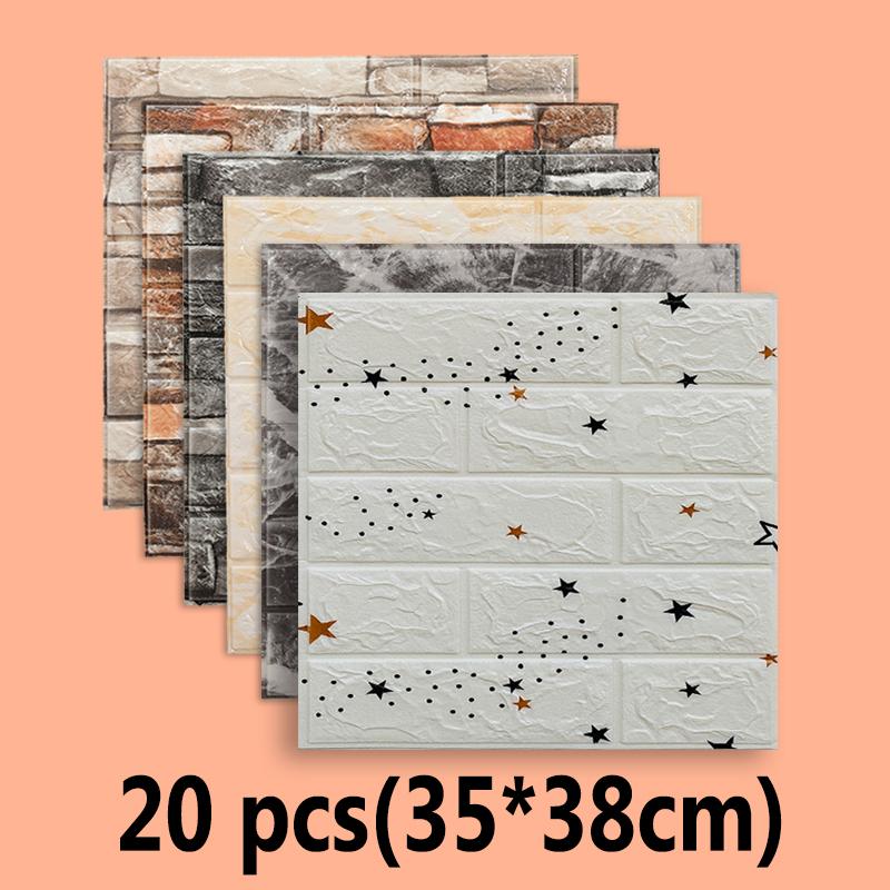 20pcs 3D Foam Wall Sticker Panels Brick Waterproof Adhesive Wallpaper Living Room Bedroom Home House Bathroom Decor