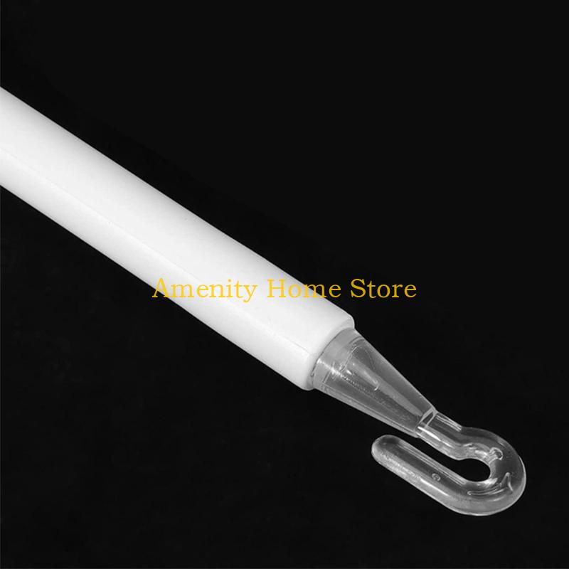 F26C Window Blind Wand Replacement with Hook and Handle Vertical Blind Stick for Smooth Operating Plastic Curtain Pull Rod