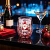 Klarer Borosilikatglasbehälter Doppelwandiger Glasbecher, mit Dekorationen im Stil von Weihnachtsmann/kleinem Baum/Stapel/Tasche, Geschirr für Familientreffen Treibsand