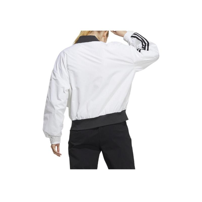 adidas Striped Colorblock Logo Print Zip-Up Casual Long Sleeve Jacket Women Jacket White H09760