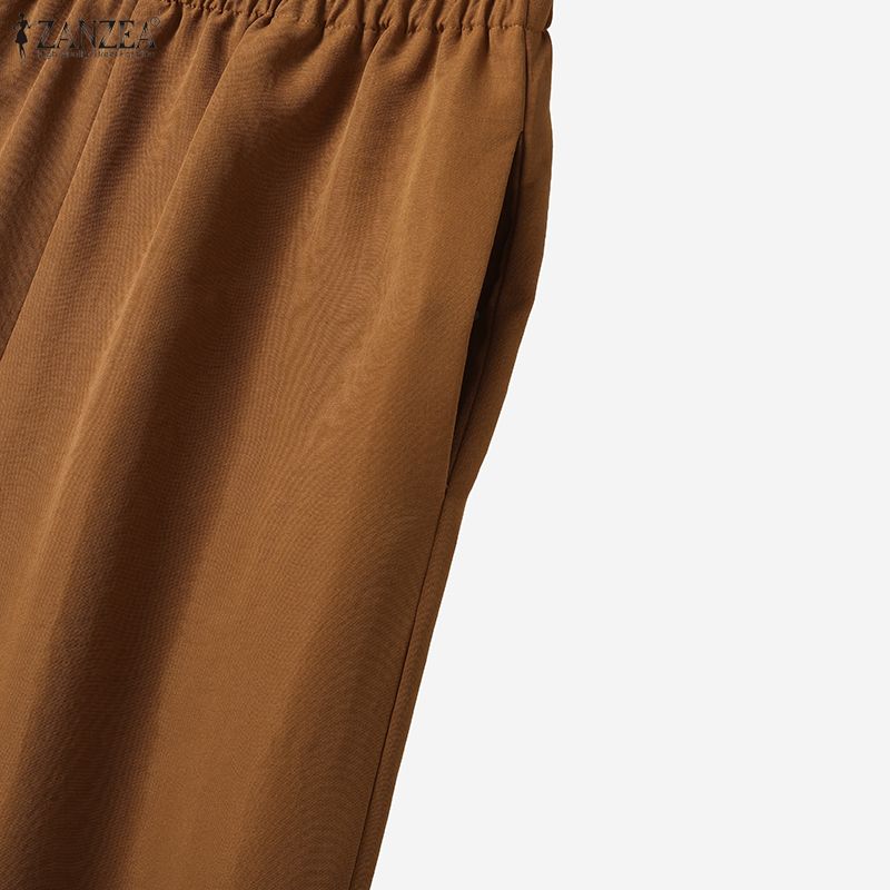 ZANZEA Bluză și pantaloni cu mânecă lungă pentru femei Seturi de costume casual din două piese