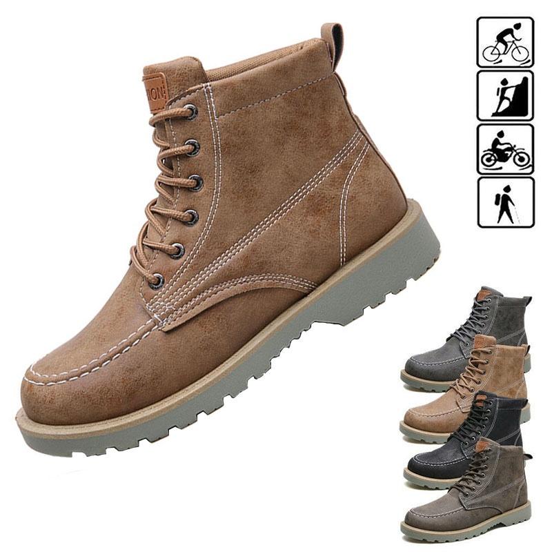 Cozy Lace-up Men's Winter Outdoor Boots With Slip Resistant And Waterproof Design