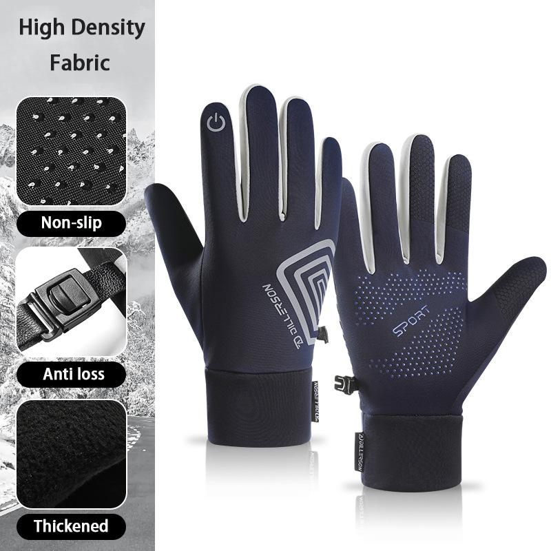

Winter Outdoor Motorcycle Riding Gloves Waterproof Touch Screen Full Finger Gloves Anti Slip Cold Resistant Gloves On The Inside M темно-синий