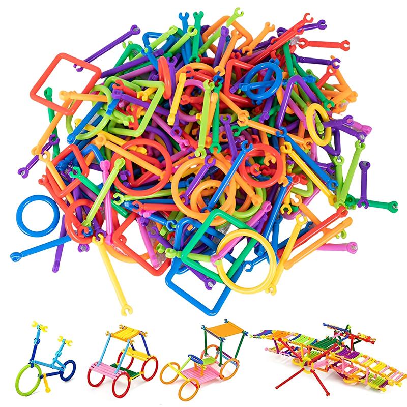 65~240pcs Kids DIY Building Blocks Stick Toys with Storage Bag Children Early Learning Intelligence Sticks Creativity Toy TMZ