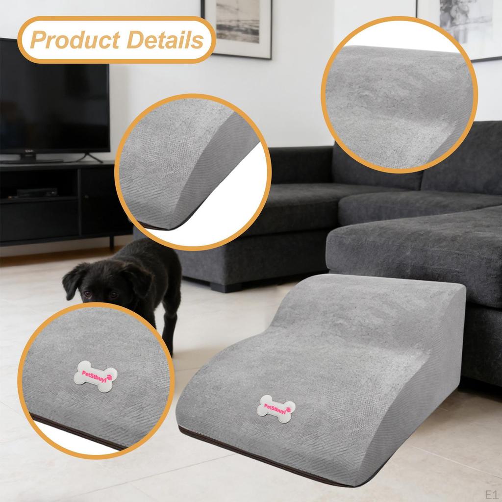 2 Step Dog Stairs Ramp Non Slip Bottom Washable Puppy Couch Ladder Multipurpose for Puppy, Car